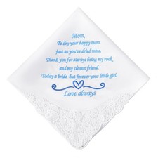 Wedding Handkerchiefs Mother Father of the Bride Gifts, Something Blue Embroi...