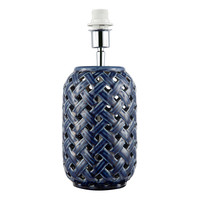 Lattice Design Ceramic Gloss Table Lamp in Brushed Midnight Blue by Happy Hom...