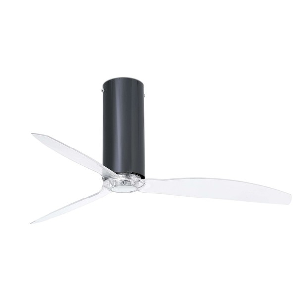 Energiespar Deckenventilator Mit Fernbedienung Tube Schwarz Poliert LüFter Leise-image