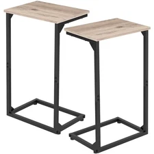 C Shaped End Tables Set of 2 Couch Side That Slide Under TV Trays for Living
