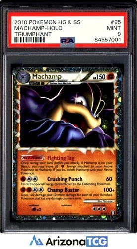 Pokemon 2010 Machamp 95/102 Holo HS Triumphant PSA 9