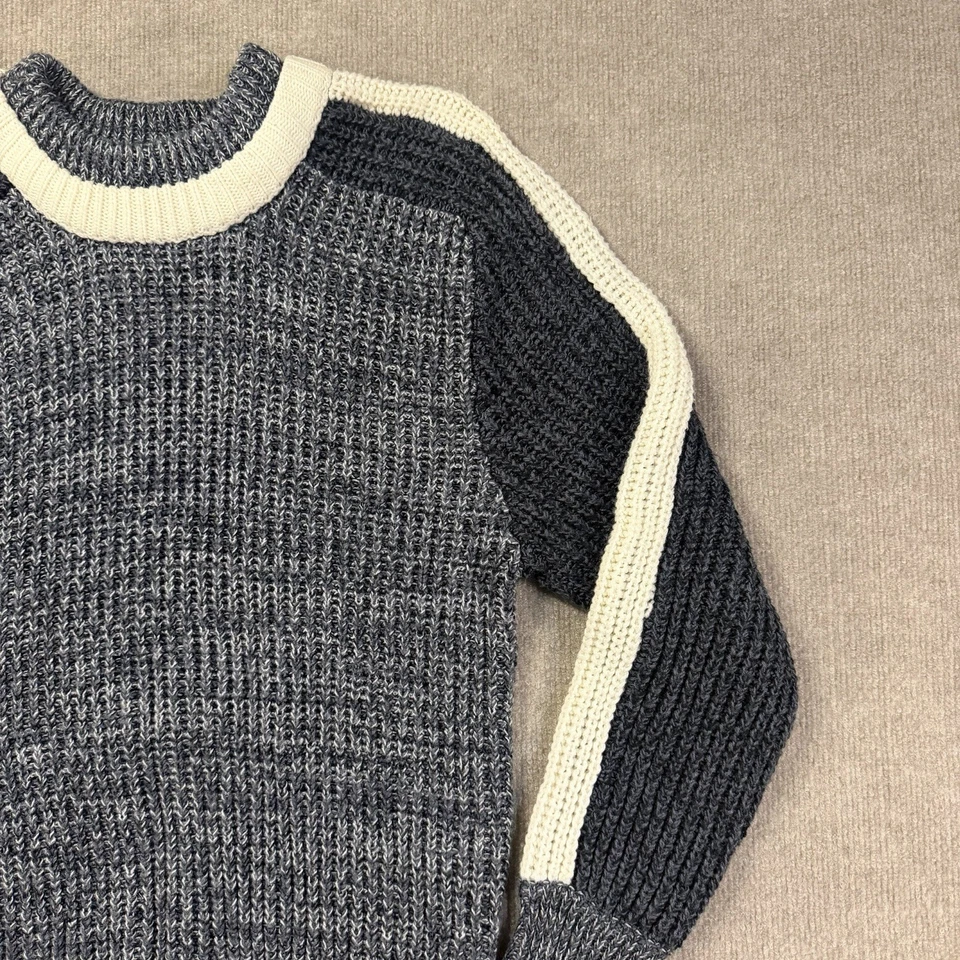 Suéter Vintage Radius Para Hombre S Pequeño Azul Blanco Grueso Tejido Bloque de Color Cuello Redondo Foto 3 de 4