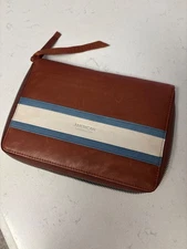 American Leather Co Jewelry Organizer Travel Clutch Bag Brown Leather Bi Fold