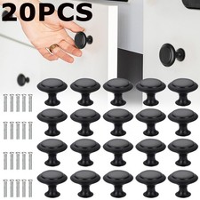 20 Pack Matte Black Kitchen Cabinet Knobs Round Drawer Pulls Stainless Steel