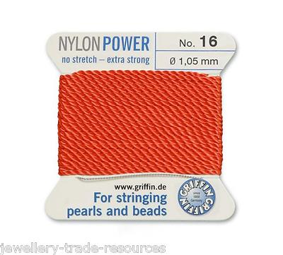 KORALLENROT NYLON POWER SEIDIGFADEN 1,05 mm SCHNURPERLEN & PERLEN GRIFFIN 16