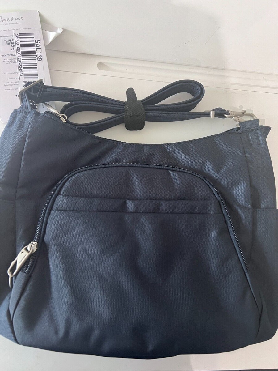 $120 Travelon Anti-theft Classic Crossbody Bucket Bag Blue Crossbody