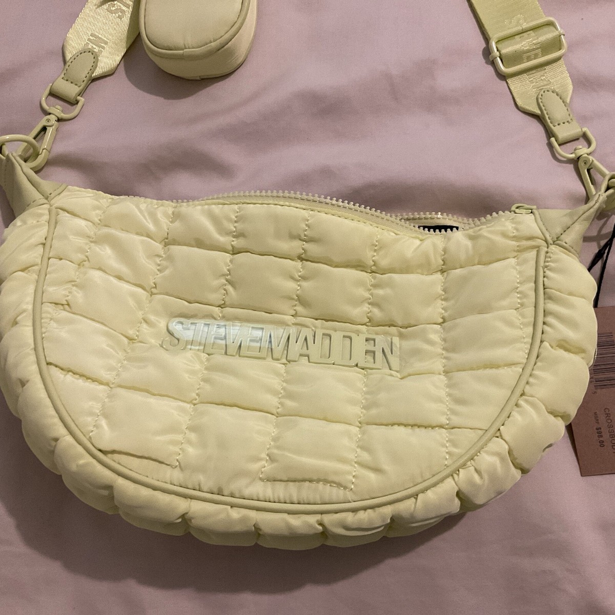 バッグ STEVE MADDEN LEMON CROSS BODY BELT BAG & EAR BUD POUCH YELLOW NWT