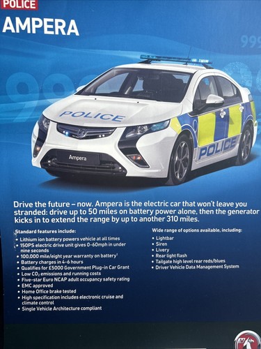 Vauxhall Sonderfahrzeuge Polizei Ampera Auto Verkaufsinfo Prospekt 2010