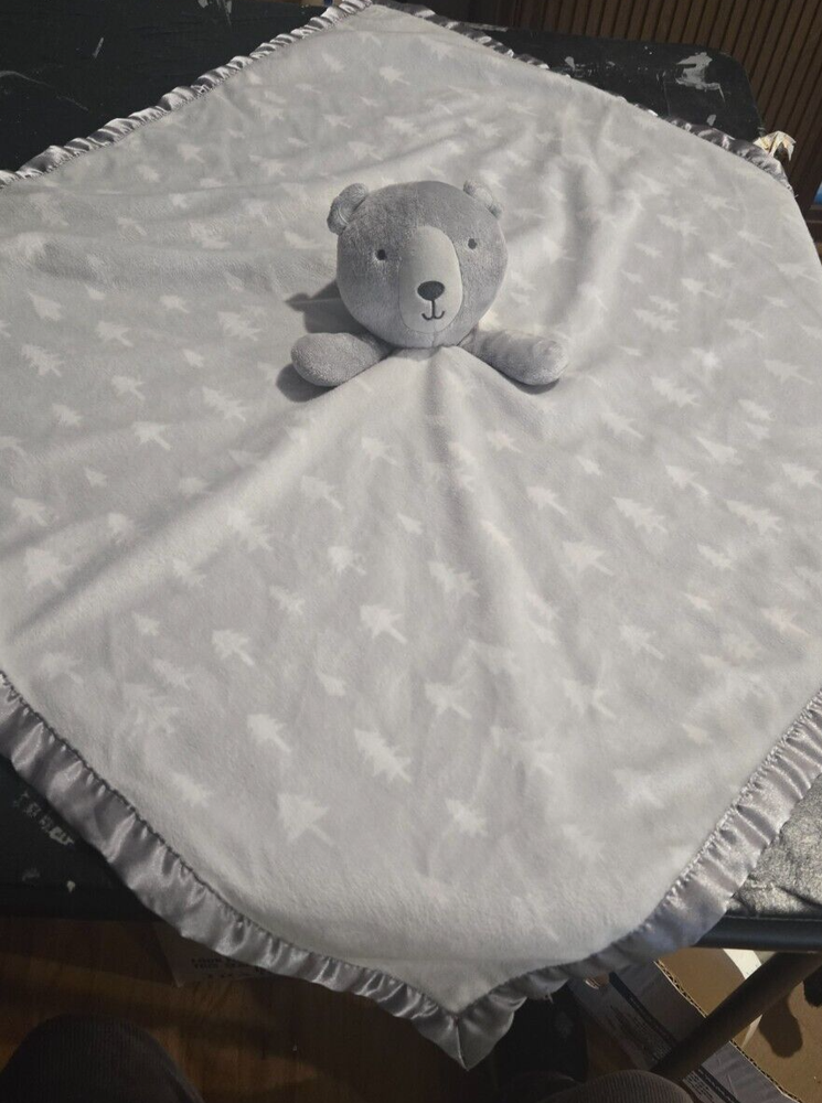 30 Inch Cloud Island Teddy Bear Minky Plush Satin Baby Lovey Blanket