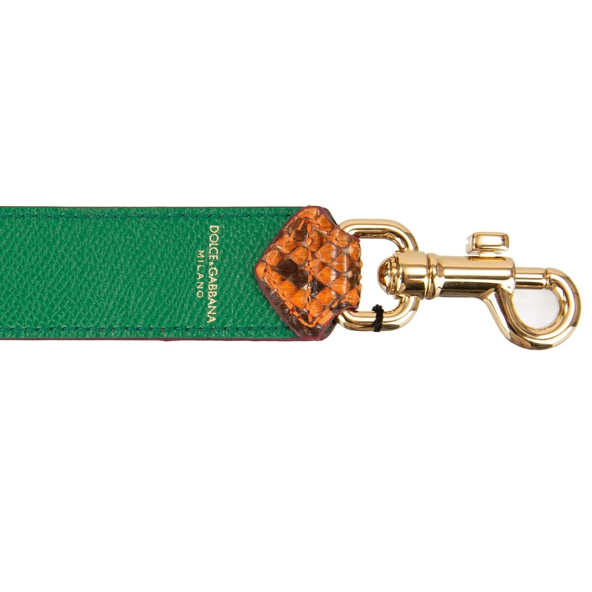 DOLCE & GABBANA Snake Leather Bag Strap Handle Orange Green DOLCE & GABBANA Snake Leather Bag Strap Handle Orange Green