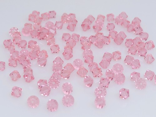 150 Pcs. SWAROVSKI® CRYSTAL BICONE BEADS, ART#5301 / 5328 5MM, LIGHT ROSE - Foto 2 di 2