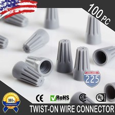  100 Gray Twist-On Wire Connector Connection nuts 22-16 Gauge Barrel Screw US