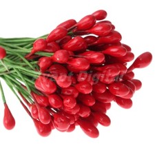 100x Round Flower Stamens Artificial Red Double Sided Wire Wrapped Wedding Favor