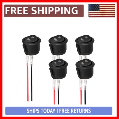 5PCS 12V Latching Round Rocker Switch SPST Toggle for Automotive & Marine Use
