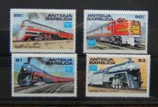 Antigua 1986 Wystawa znaczków Chicago Słynne amerykańskie pociągi zestaw MNH