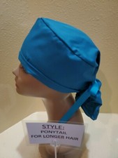 Solid Teal Women's Ponytail Surgical Scrub Hat/Cap Handmade
