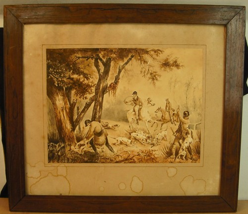 Aquarelle Chasse à courre et vènerie vers 1900 Watercolor Fox Hunting and venery - Photo 1/5