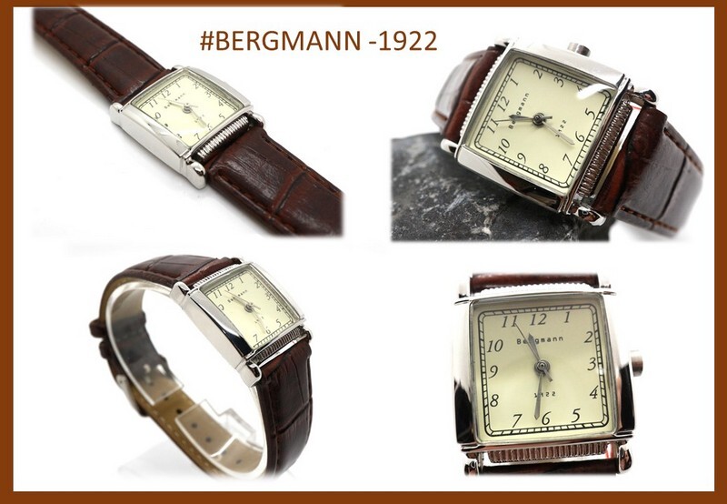 GOLDJUNGE69 DAMEN- ARMBANDUHR BERGMANN 1922 BRAUN KROKO VINTAGE  RETRO