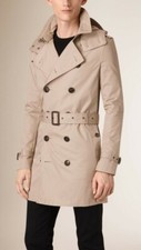 CLASSIC BURBERRY COTTON TRENCH COAT with DETACHABLE HOOD Men size SMALL 40049201