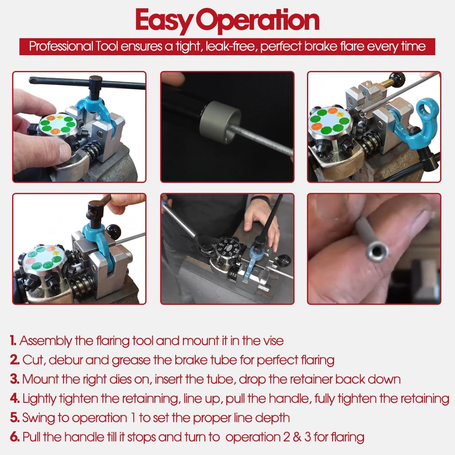 Professional Brake Line Flaring Tool 45 Degree Set Single Bubble Double Flares