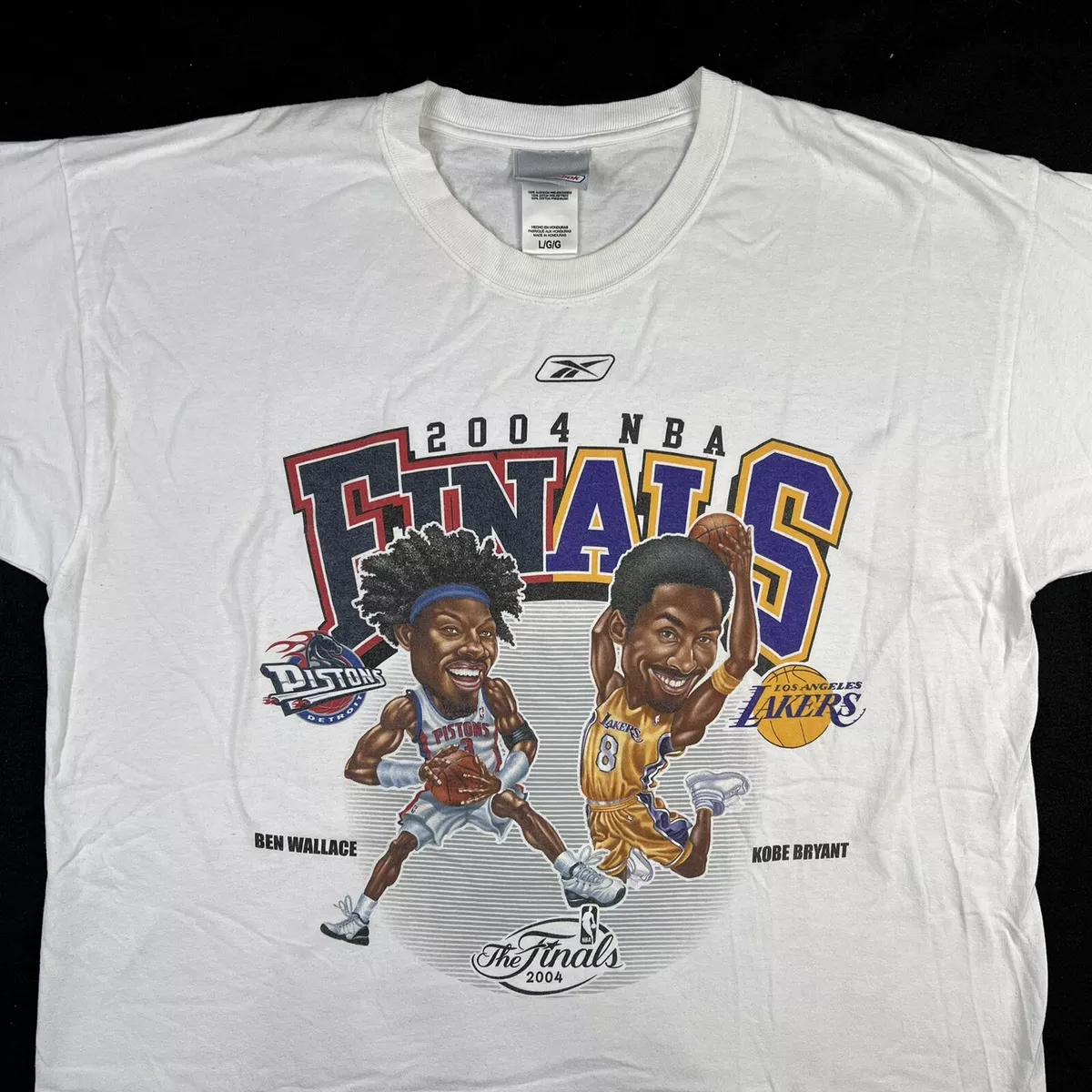 Vintage 2004 NBA Finals Kobe Cartoon Caricature Lakers Pistons T Shirt Sz L
