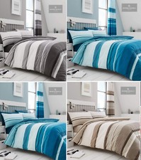 Reversible Duvet Cover Set with Pillowcase Soft Quilt Bedding Set  HUDSON STRIP
