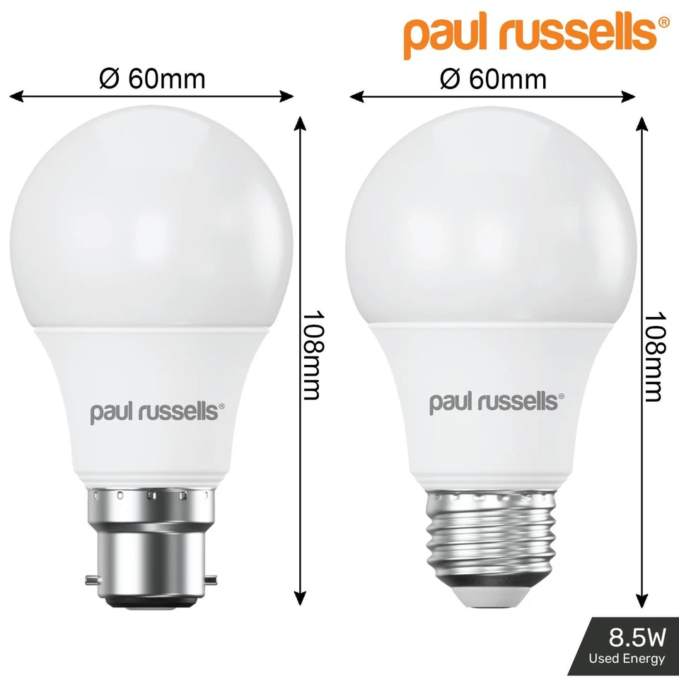 LED Dimmable GLS Bulbs 8.5W=60w 14W=100w Equivalent Bayonet B22 Screw E27 240V - Image 3 of 4