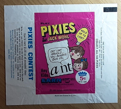 1968 PIXIES WAX PACK WRAPPER TYPE 2
