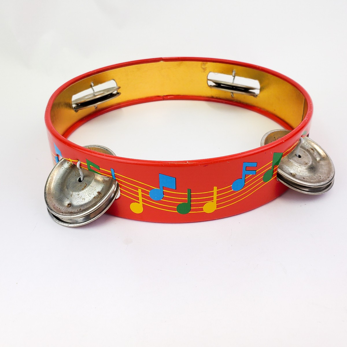 Vintage Metal Tambourine Made in Japan Childrens Musical Toy