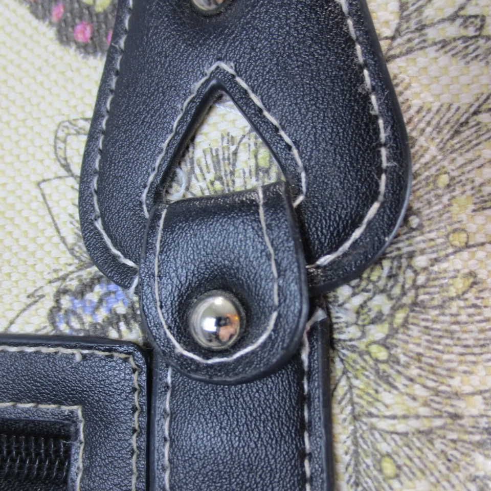 Bolsa de mão Stone Mountain bolsa de mão lona floral linho couro trançado falso - Imagem 4 de 4