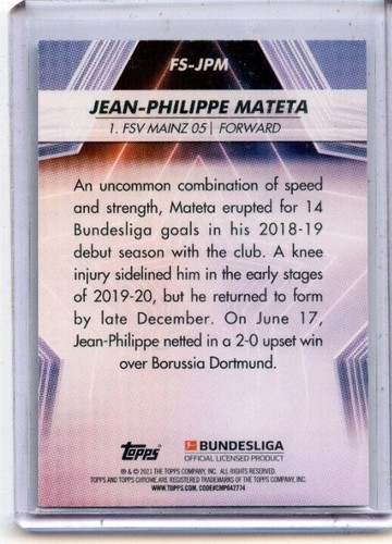 2020-21 Topps Chrome Bundesliga Future Stars #FS-JPM Jean-Philippe Mateta - Picture 2 of 2