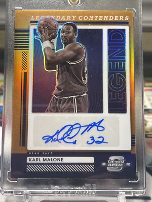 2021-22 Contenders Optic Karl Malone Legendary Orange Prizm Auto #23/25 Jazz