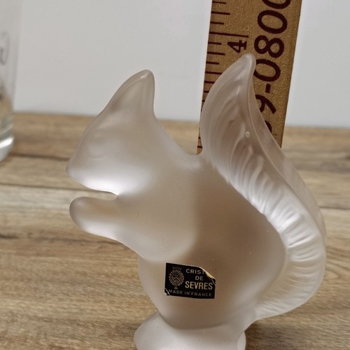 Cristal de Sevres Crystal Satin Frosted Squirrel Figurine Signed Artist France - Picture 3 of 9