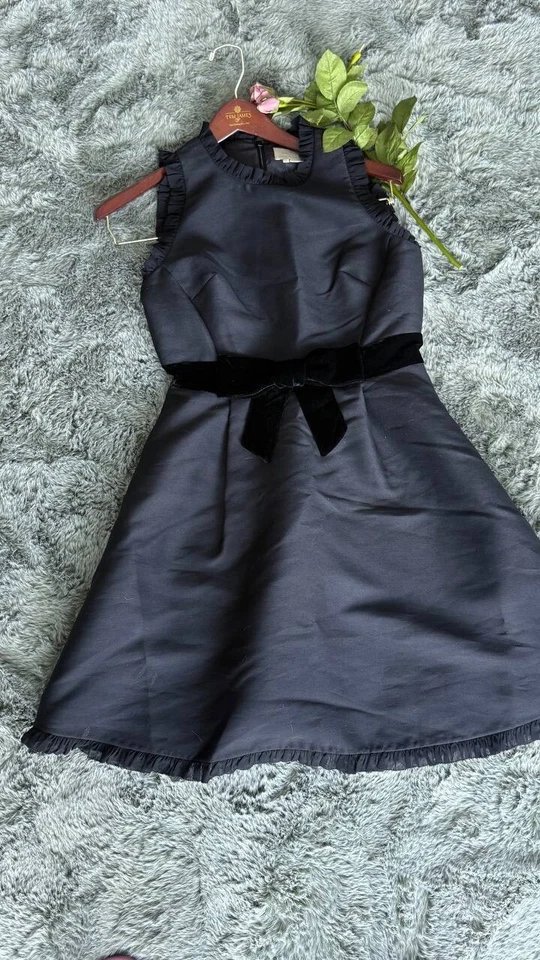 Vestido Kate Spade Negro Terciopelo Lazo Ajuste y Acampanado Nuevo con Etiquetas Talla 8 Cóctel Fiesta Vacaciones Foto 3 de 4