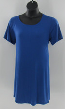 Plus Size Women Blue Solid Shirt Knee Length Stretchy Dress Size: 1X Brand New