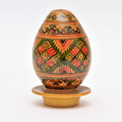 Special wood egg - hand made drawn etnic art , Used , beautiful collectors item