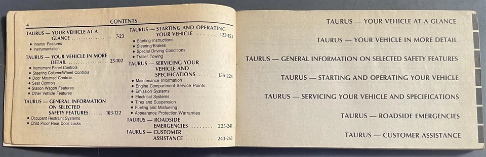 Ford Taurus 1987 manual del propietario con programa de mantenimiento - guía de funcionamiento Foto 2 de 2