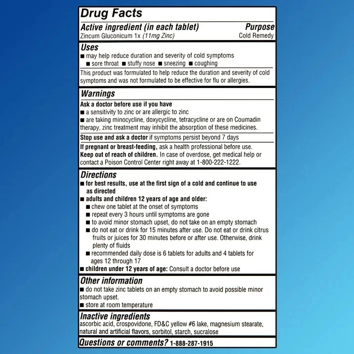 Comprimidos masticables de zinc Equate, zinc gluconicum, sabor cítrico, 25 unidades Foto 2 de 4