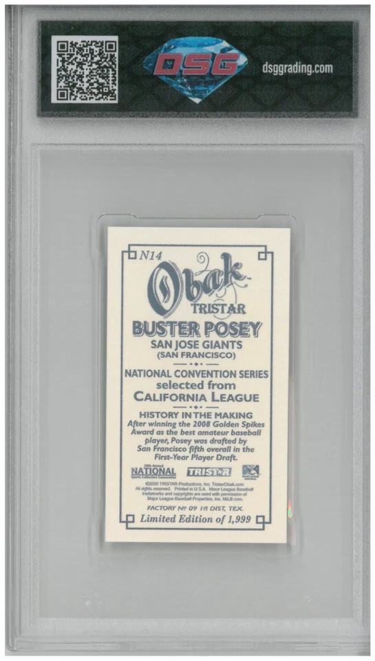 Tristar Obak T212 Buster Posey 2009 #N14/1999 💎 DSG 10 gemas como nuevo Foto 2 de 2