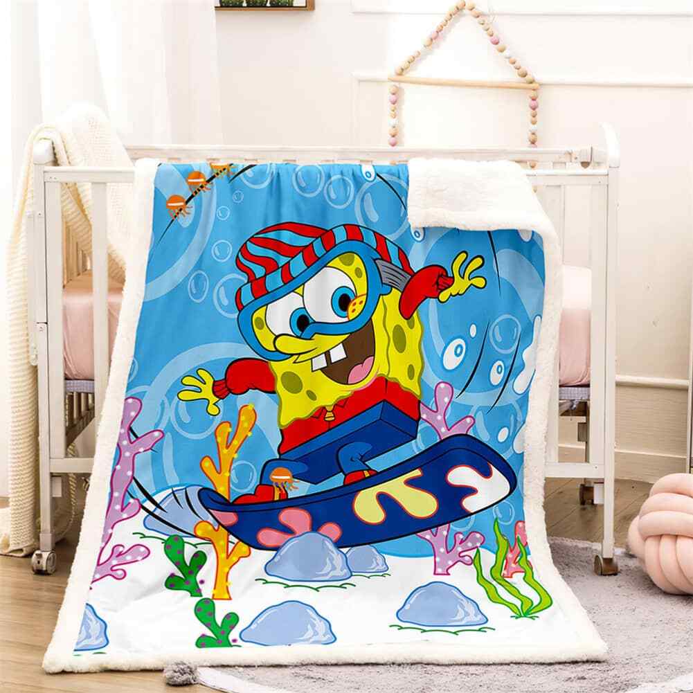 SpongeBob's Big Eyes Sea Coral 3D Warm Plush Fleece Blanket Picnic