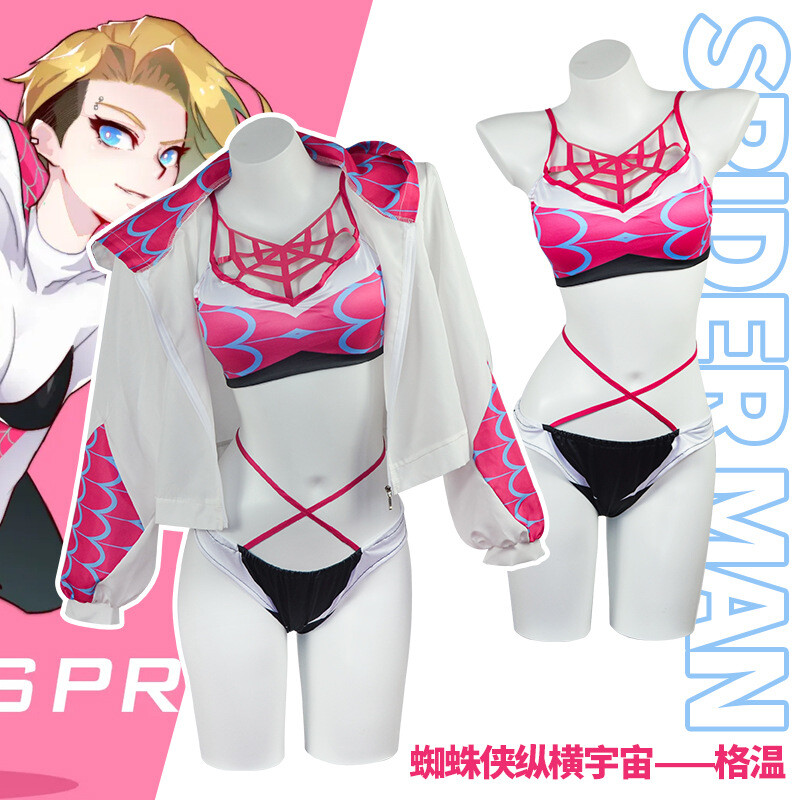 Spiderman Across the Spider Verse Gwen Swimsuit Women Swimwear Beach Bikini  Suit