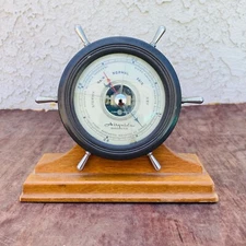 Vintage Airguide Analog Barometer, Nautical Ships Wheel Gift, Made in USA, #0817