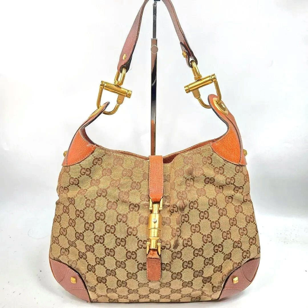 GUCCI GG New Jackie borsa a tracolla tote bag borsa a mano tela pelle marrone 120888