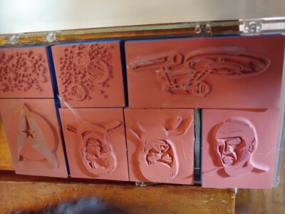ヴィンテージ1991スタンプオアシススタートレックラバースタンプセット VERY RARE 1991 Stamp Oasis Star Trek TOS Rubber Stamp Set Kirk