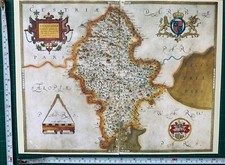 Old Tudor Saxton 1500s Map Staffordshire England 1577 Antique Reprint Historical