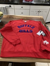 MENS NFL RETRO BUFFALO BILLS CREW NECK SWEATER RED L LARGE NWT