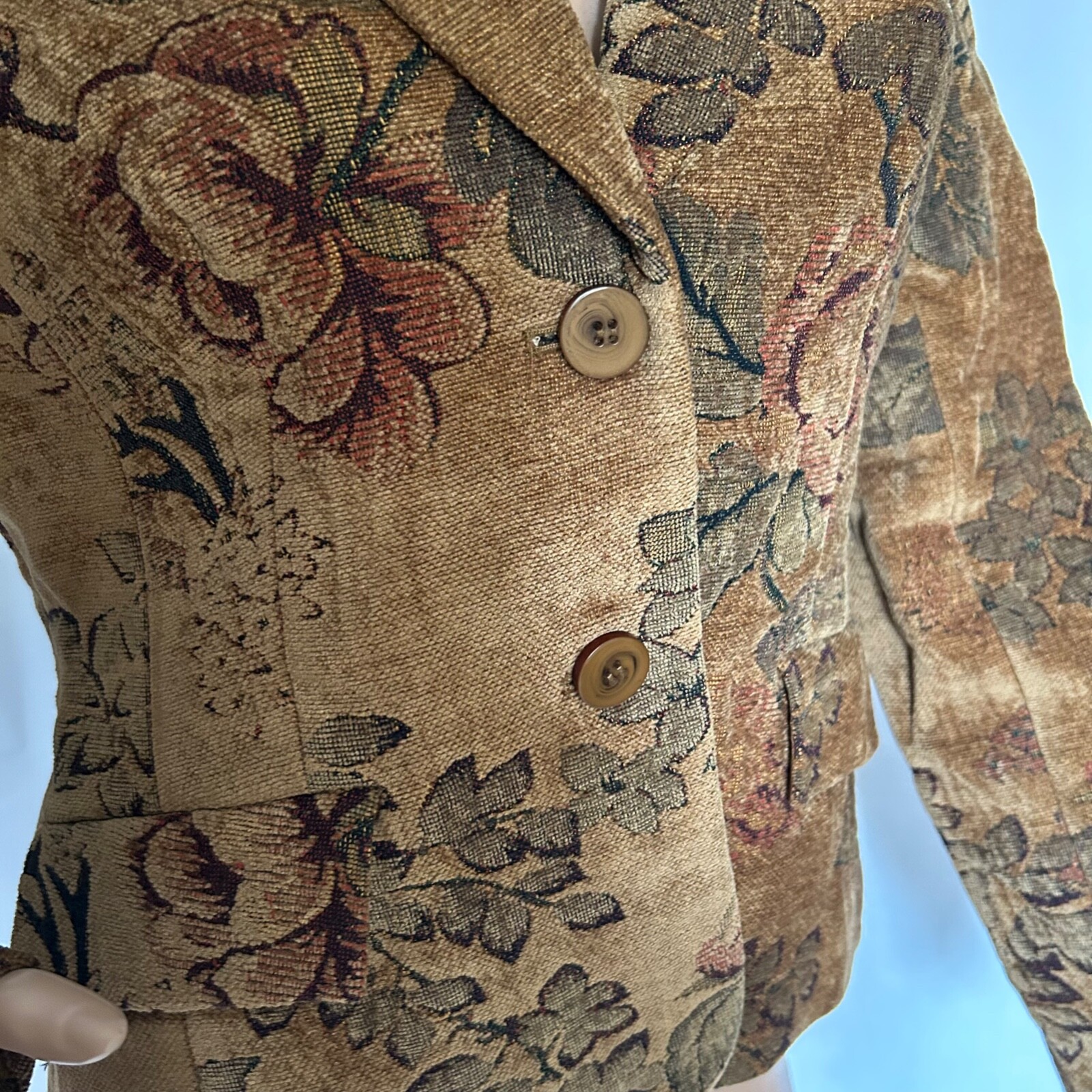 Grace Elements Floral Brocade Two Button Faux Poc… - image 2