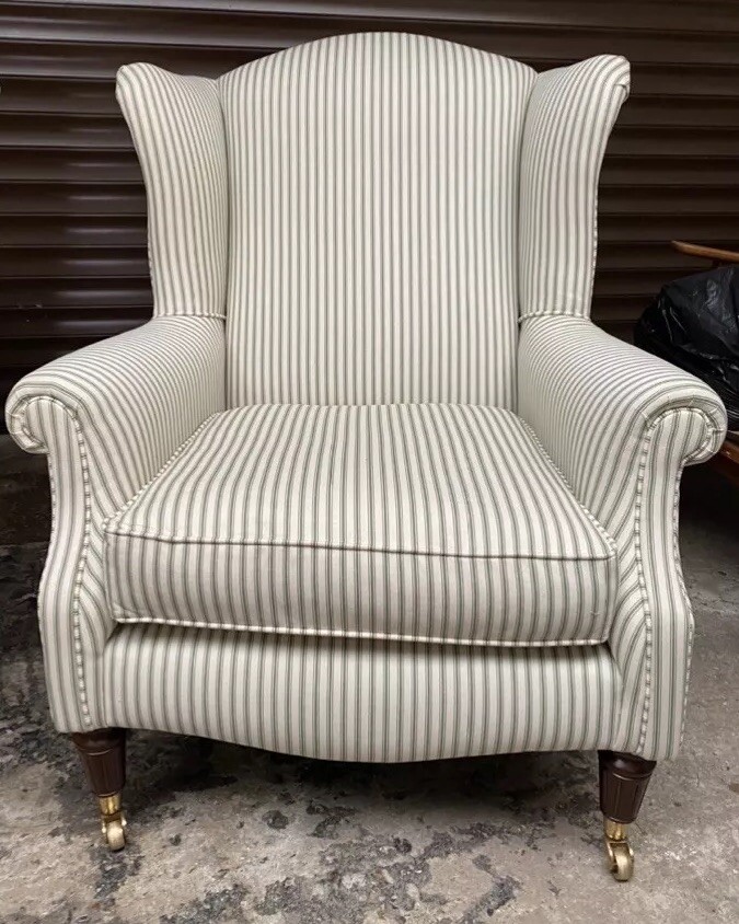 laura ashley armchair -Southwold Chair Sage Ticking Stripe UK