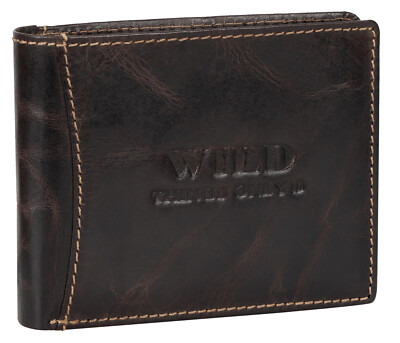 Wild Things Only !!! echt Leder Portemonnaie Geldbörse Herren Querformat Braun