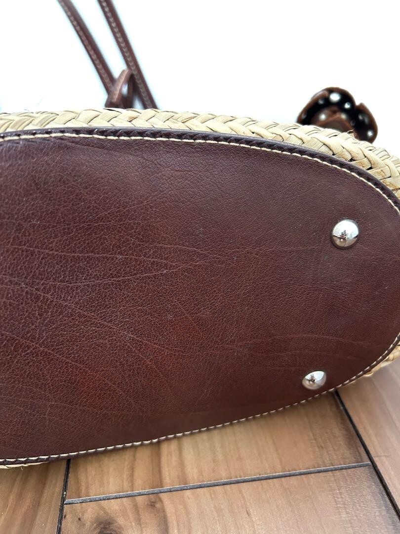 MIU MIU Tote Basket Bag Shoulder bag Archive Flower Raffia H9.8